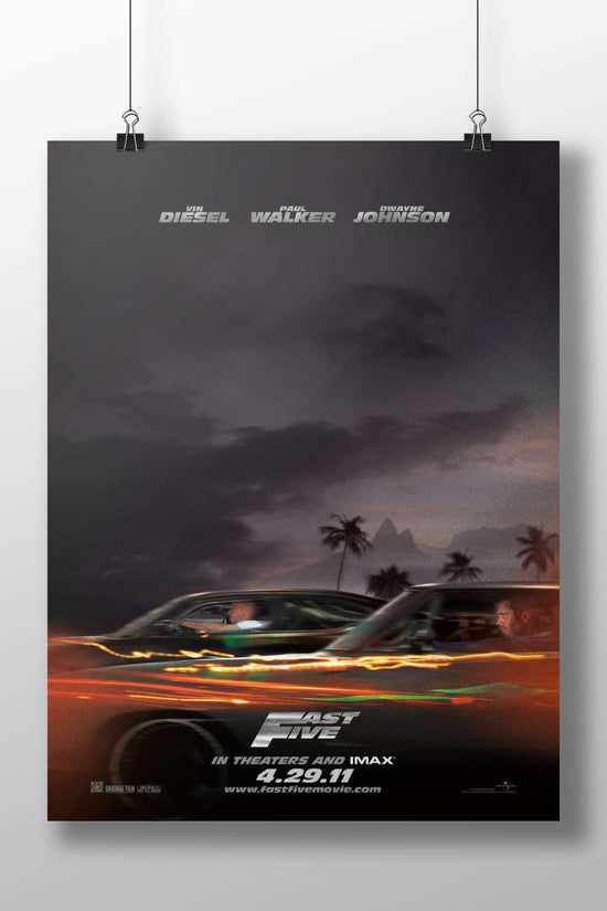 Fast Five (movie) from the Fast & Furious franchise, starring Vin Diesel, Paul Walker, and
