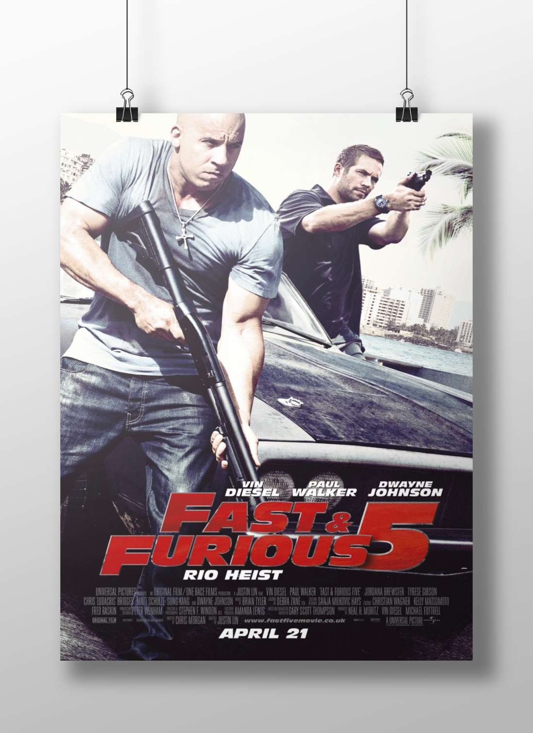 Fast & Furious 5 (confirmed by "APRIL 21" release date OCR text). Dominic Toretto -
