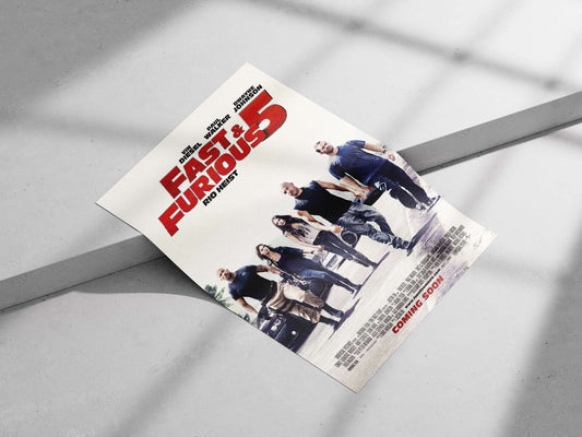 The film "Fast & Furious 5: Rio Heist" starring Vin Diesel, Paul Walker, and Dwayne