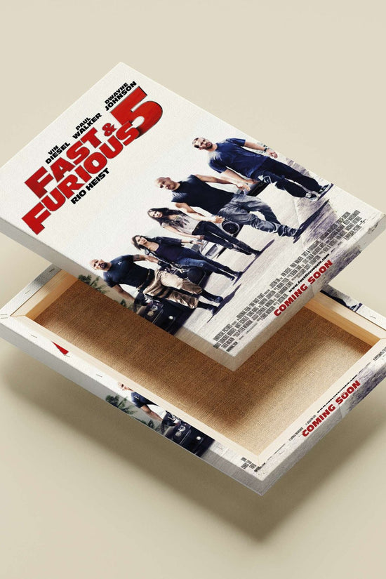 The film "Fast & Furious 5: Rio Heist" starring Vin Diesel, Paul Walker, and Dwayne