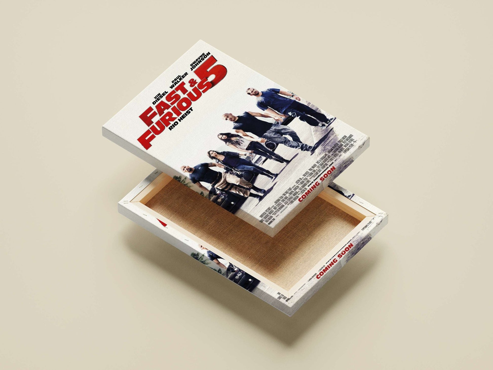 The film "Fast & Furious 5: Rio Heist" starring Vin Diesel, Paul Walker, and Dwayne