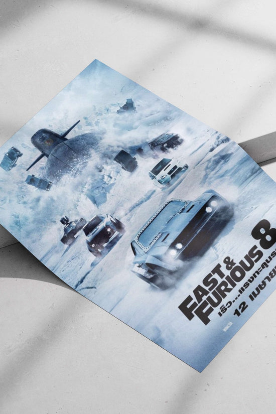 Fast & Furious 8 (franchise title confirmed by Tesseract OCR text "1S2..-usvun=qusn 8" as Thai