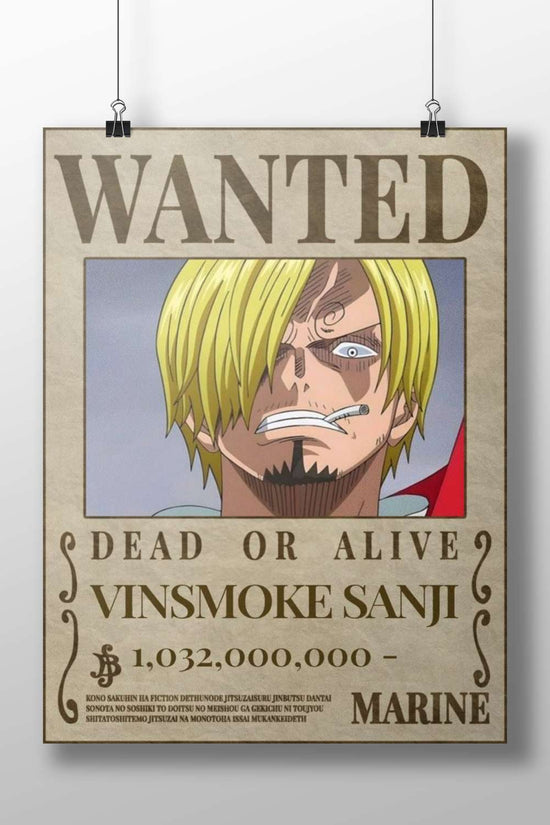 Vinsmoke Sanji Wanted Poster – Vintage Newspaper Style Anime Wall Art