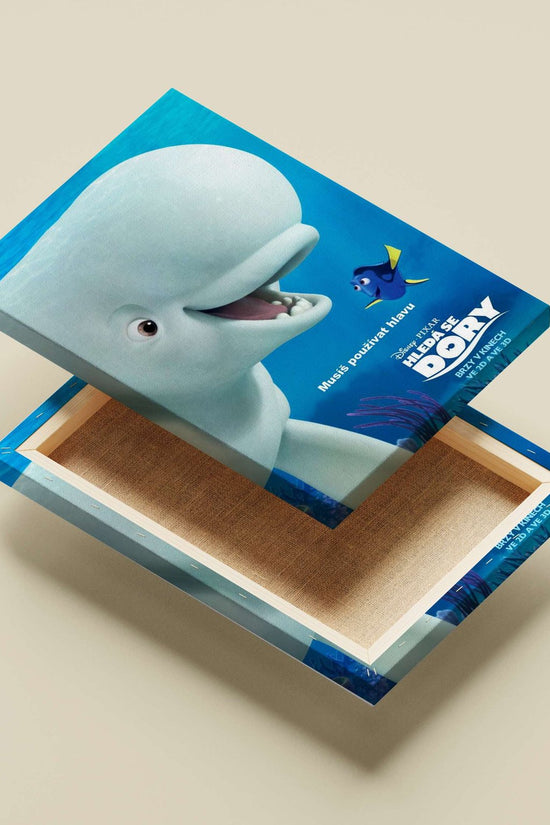 Dory (blue tang fish) and a beluga whale character from Disney•Pixar's Finding Dory Dory &