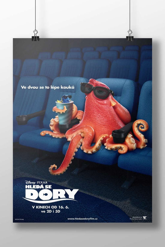 Hank (red octopus) and Dory (blue fish), characters from Disney-Pixar's "Finding Dory" franchise. Finding Dory