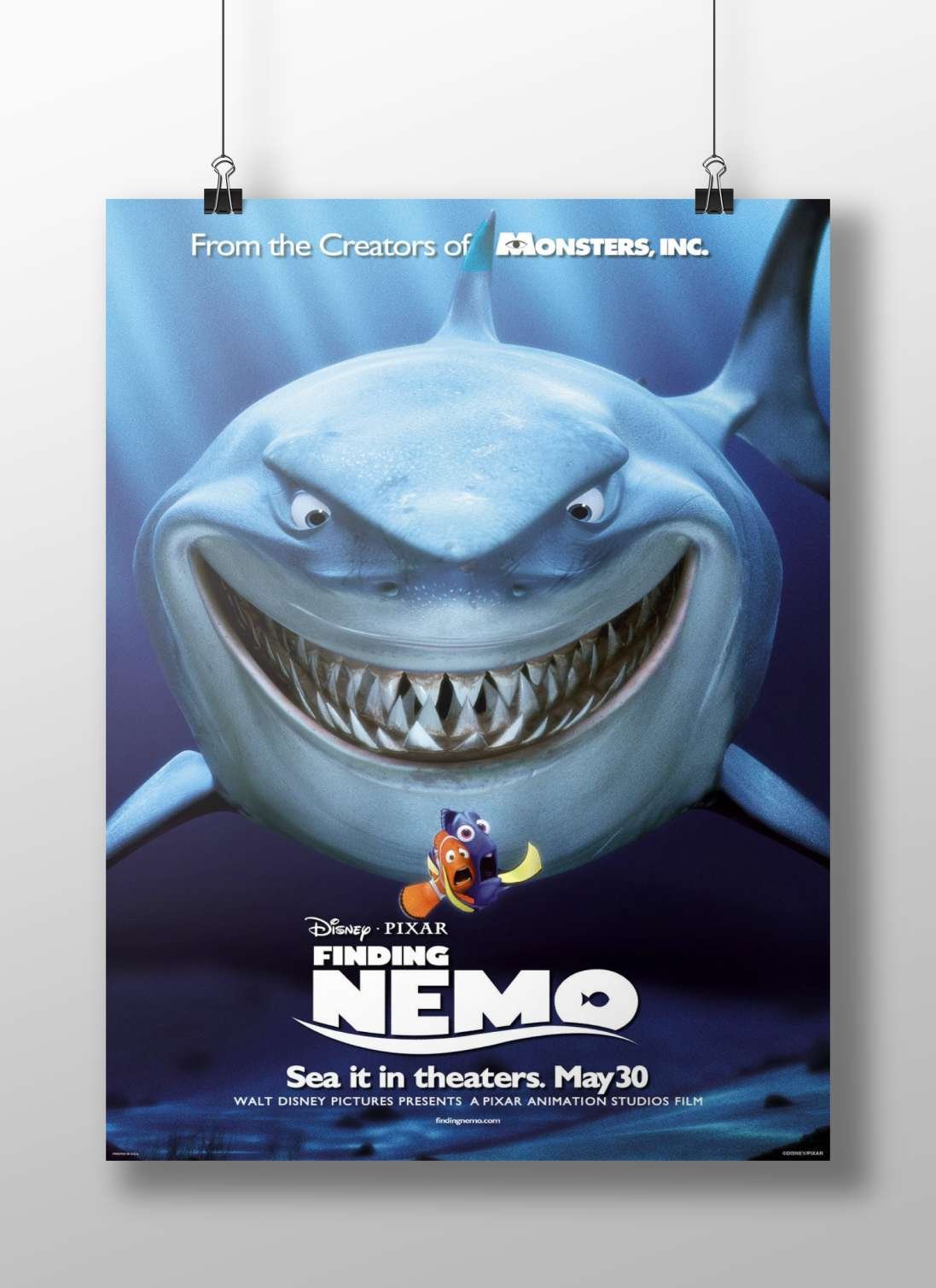 Bruce the shark and Nemo the clownfish from Disney•Pixar's "Finding Nemo". Main Subject: Bruce the shark and Nemo the