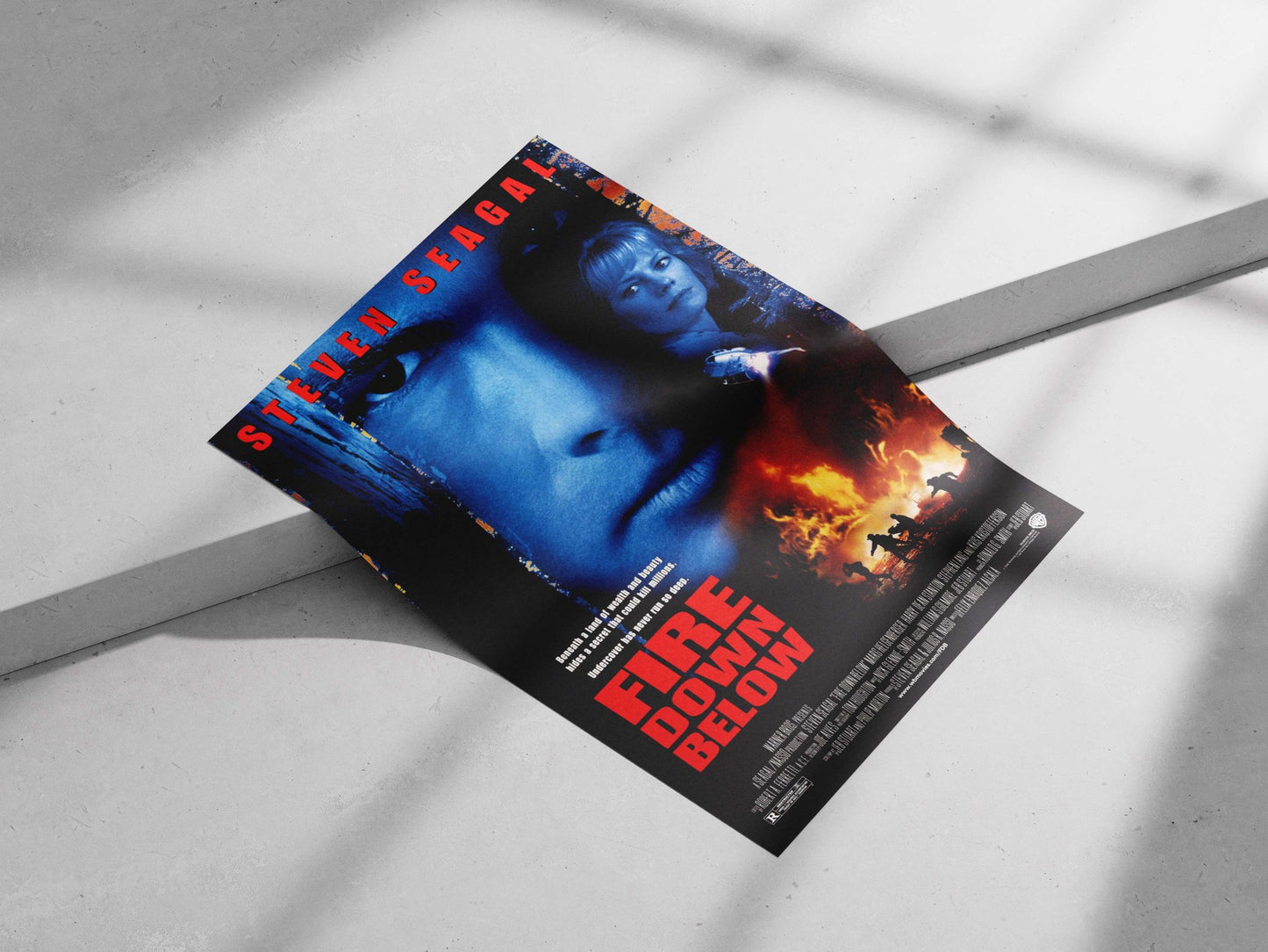 Steven Seagal's "Fire Down Below" film poster Main Subject: Steven Seagal's "Fire Down Below" film poster Matte poster print
