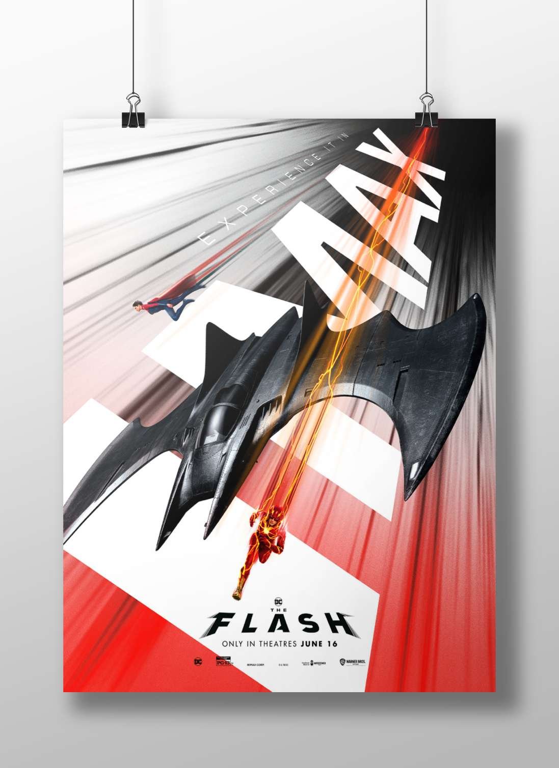 The Flash (Barry Allen), Superman (Clark Kent), and Batmobile The Flash - Speedster Pop Art