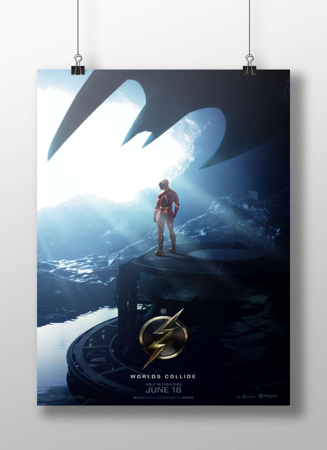 The Flash (Barry Allen), DC Comics superhero, in the "Worlds Collide" movie poster. Main Subject: The Flash (Barry Allen),