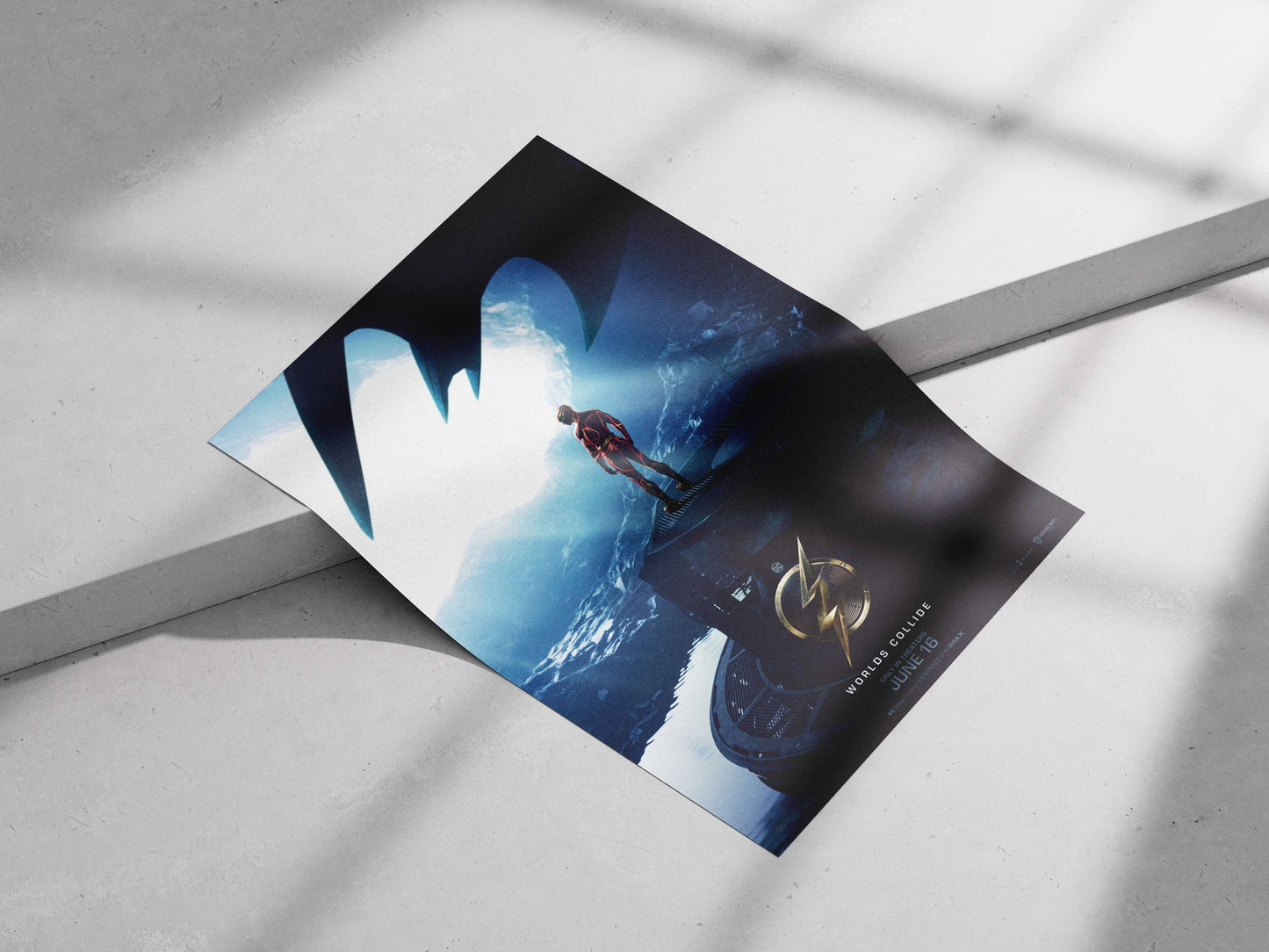 The Flash (Barry Allen), DC Comics superhero, in the "Worlds Collide" movie poster. Main Subject: The Flash (Barry Allen),