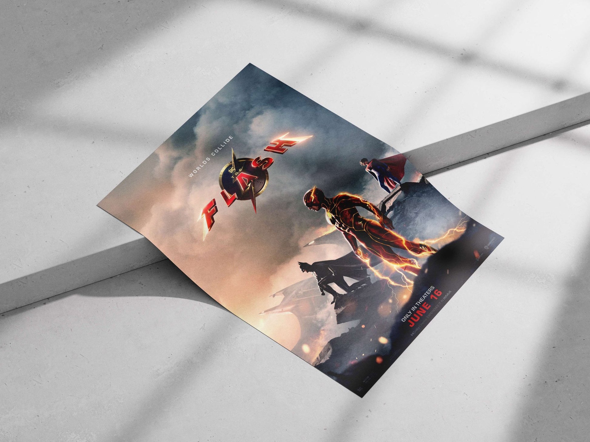 The Flash (Barry Allen), Batman (Bruce Wayne), and Superman (Clark Kent) from DC Comics Main Subject: The Flash (Barry