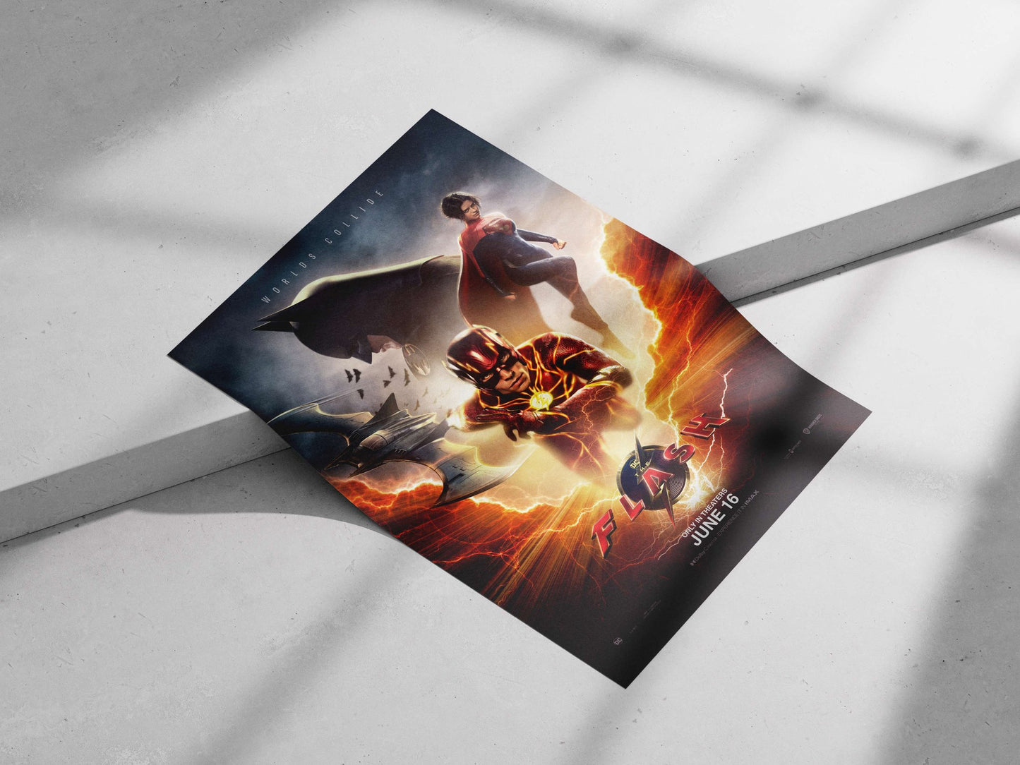 The Flash (Barry Allen), Batman (Bruce Wayne), and Supergirl (Kara Zor-El) from DC Extended Universe Main Subject: The Flash