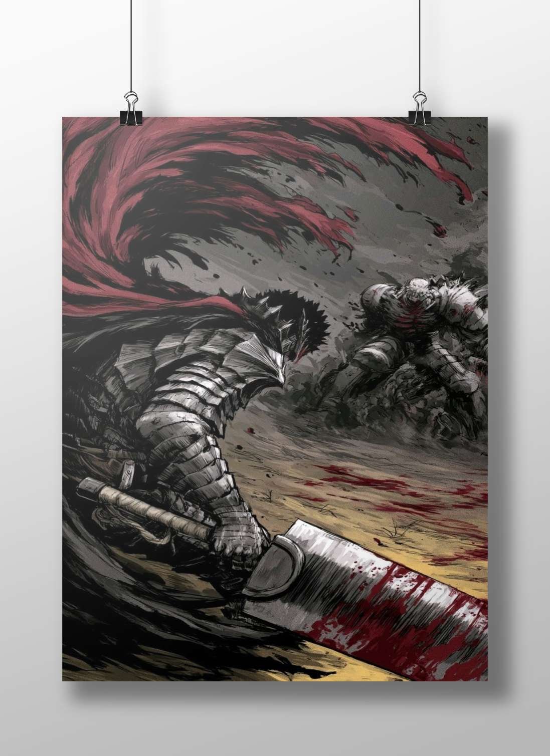 Guts from the Berserk franchise Main Subject: Guts from the Berserk franchise Matte BoizzBoard rigid print — Anime wall art
