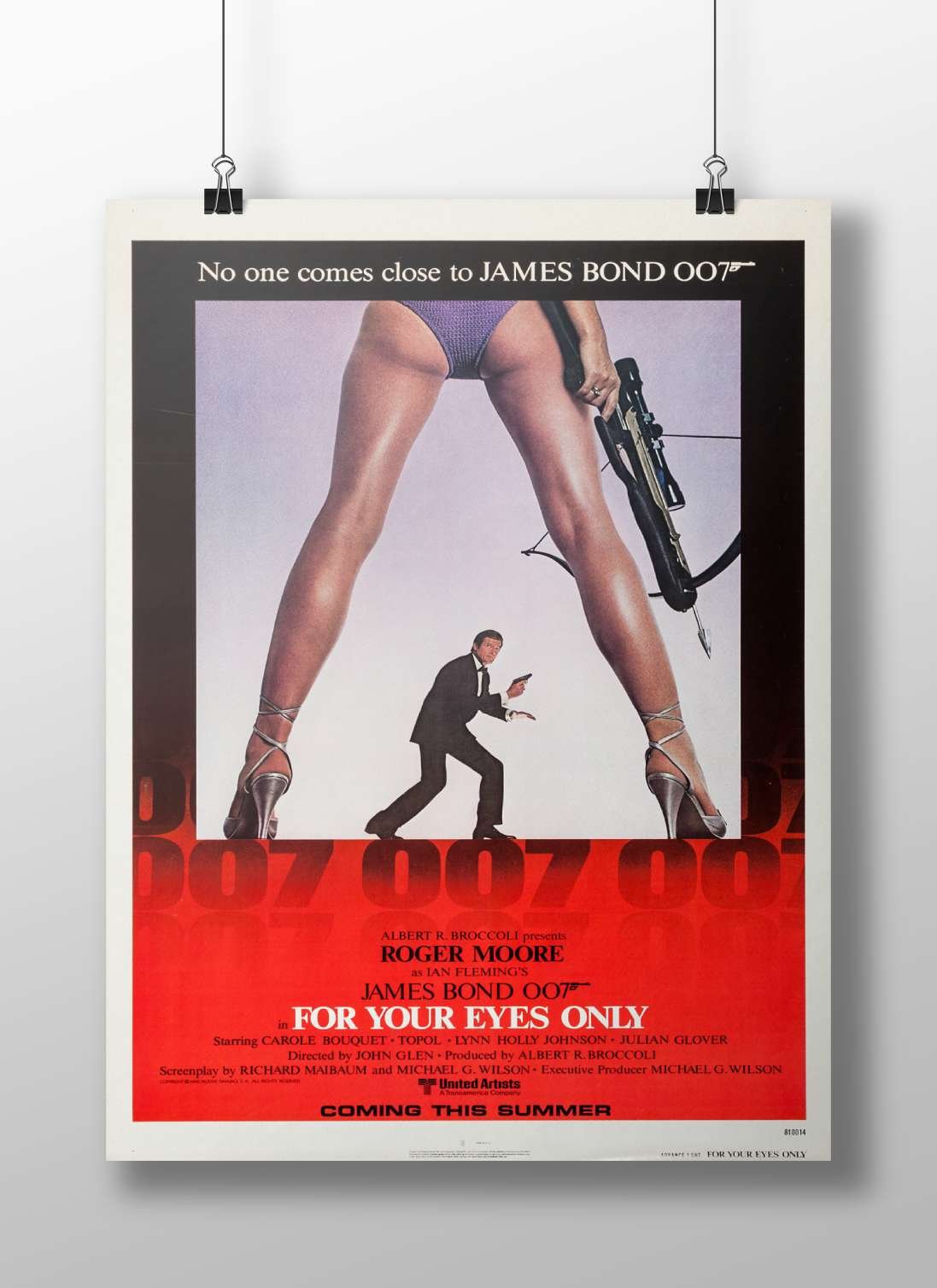 The James Bond film "For Your Eyes Only" (1981) from the 007 franchise, featuring Roger Moore as James Bond. Main Subject: