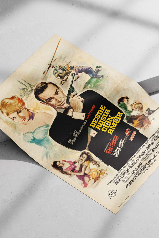 The James Bond movie poster for "Desde Rusia con Amor" (From Russia with Love), featuring Sean Connery as James Bond in the