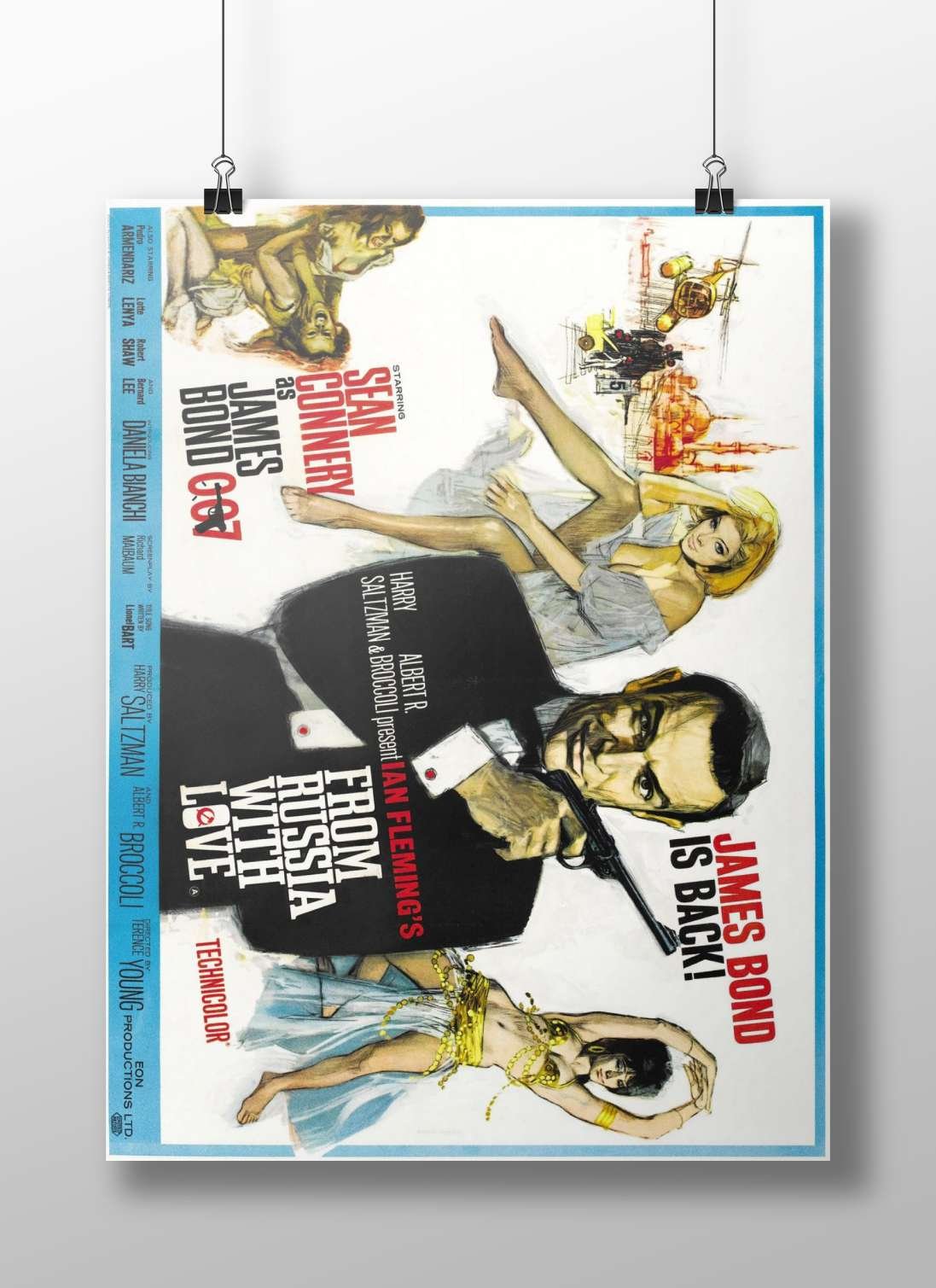 The James Bond film franchise, specifically "From Russia with Love" starring Sean Connery as James Bond. Main Subject: The