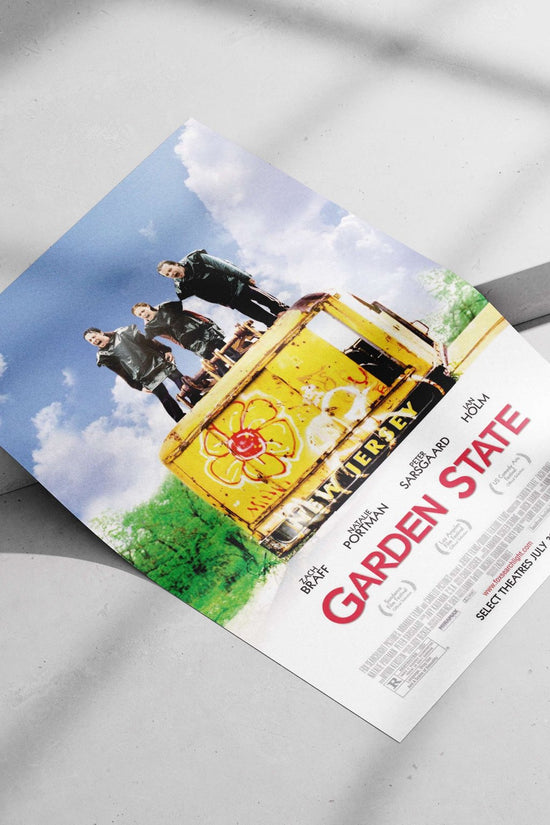 The film "Garden State" starring Zach Braff, Natalie Portman, Peter Sarsgaard, and Ian Holm. Main Subject: The film "Garden