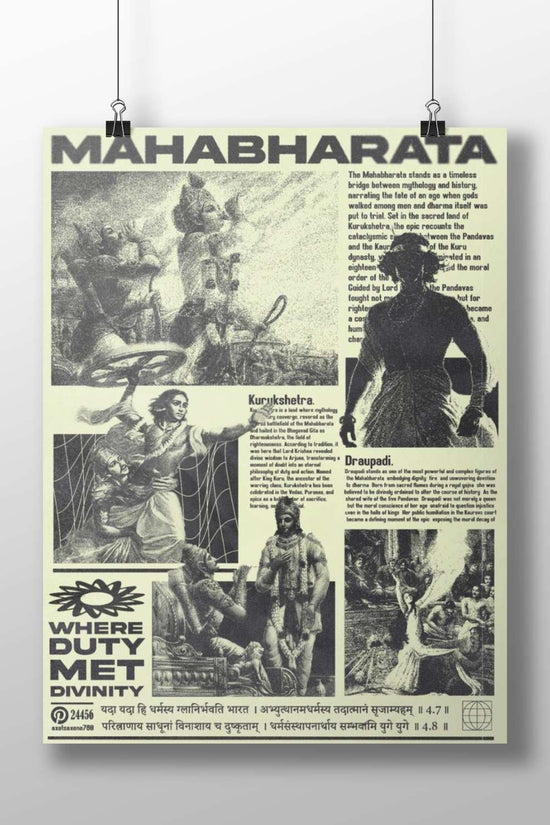 The Indian epic Mahabharata, featuring deities like Draupadi and locations such as Kurukshetra. Main Subject: The Indian