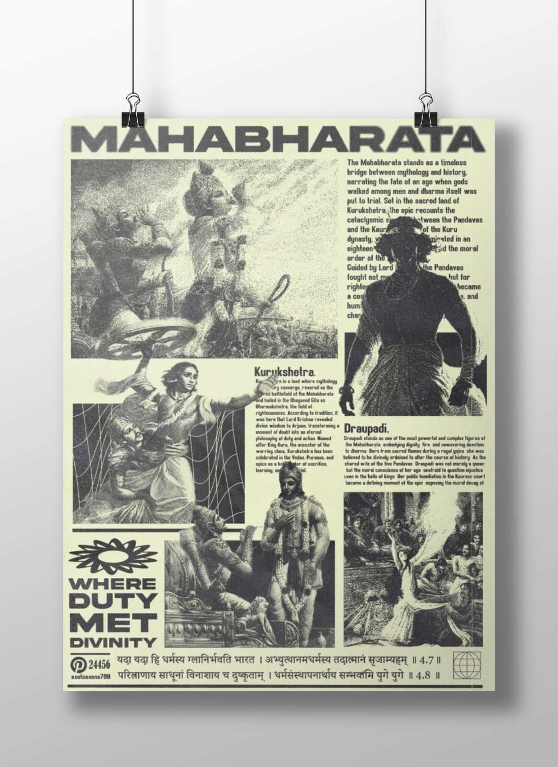 The Indian epic Mahabharata, featuring deities like Draupadi and locations such as Kurukshetra. Main Subject: The Indian
