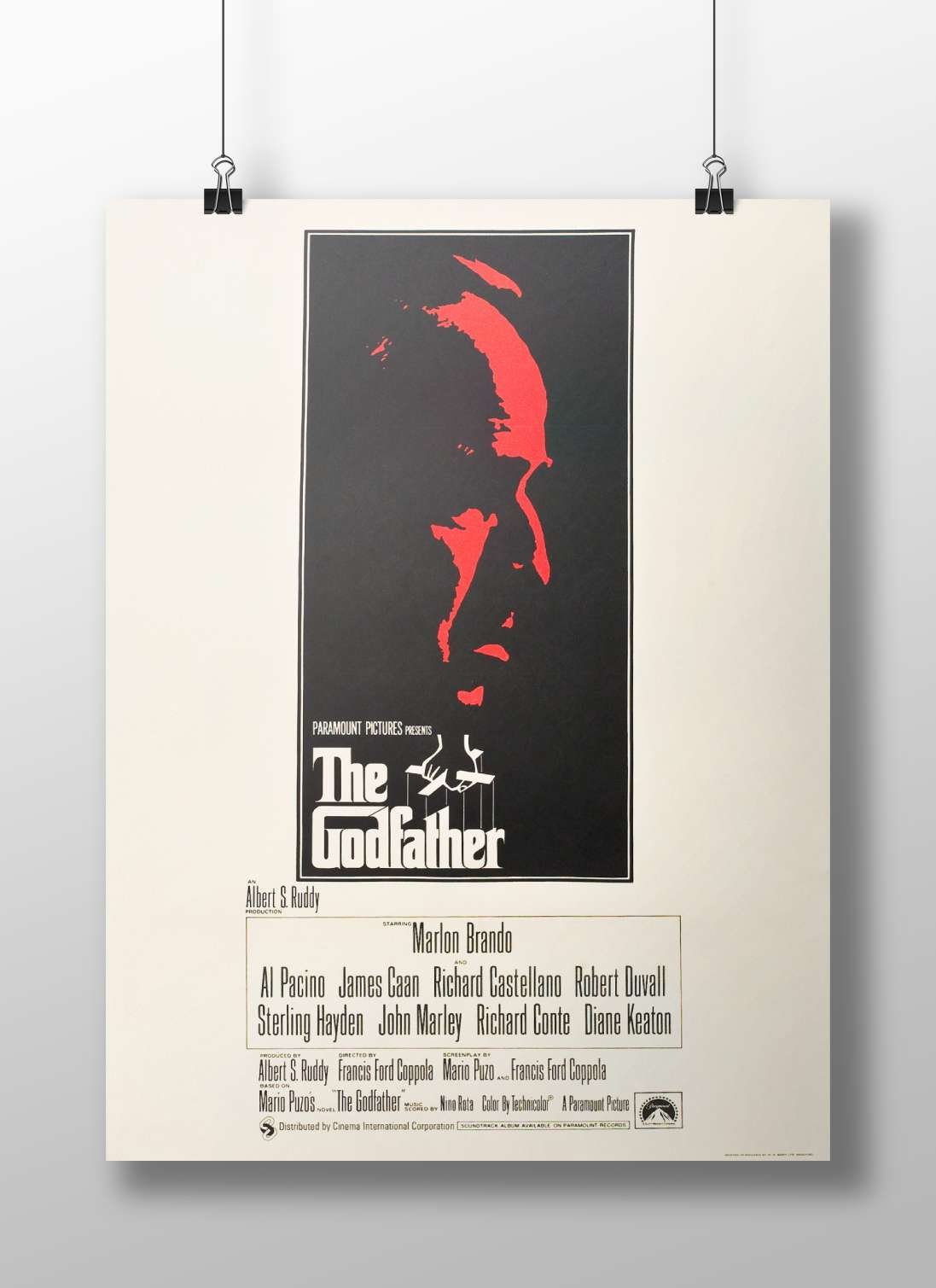 The Godfather (1972) film by Paramount Pictures, starring Marlon Brando, Al Pacino, James Caan, and others. Main Subject: