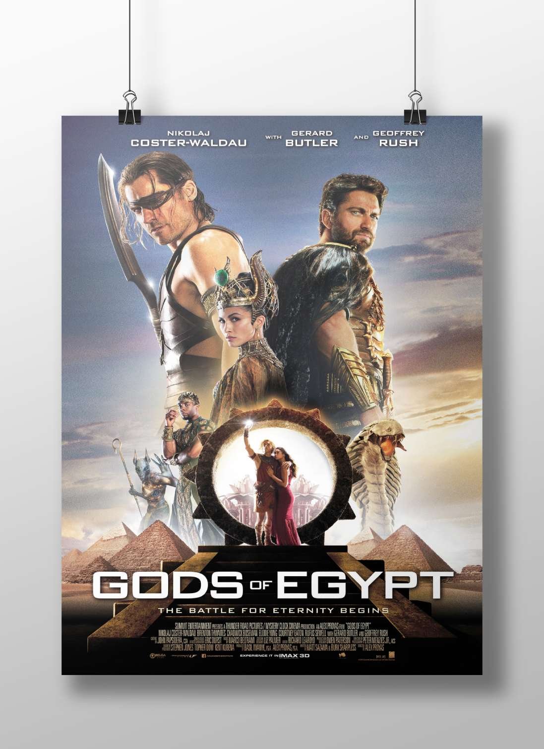 The film franchise "Gods of Egypt" starring Nikolaj Coster-Waldau, Gerard Butler, and Geoffrey Rush, depicting Egyptian