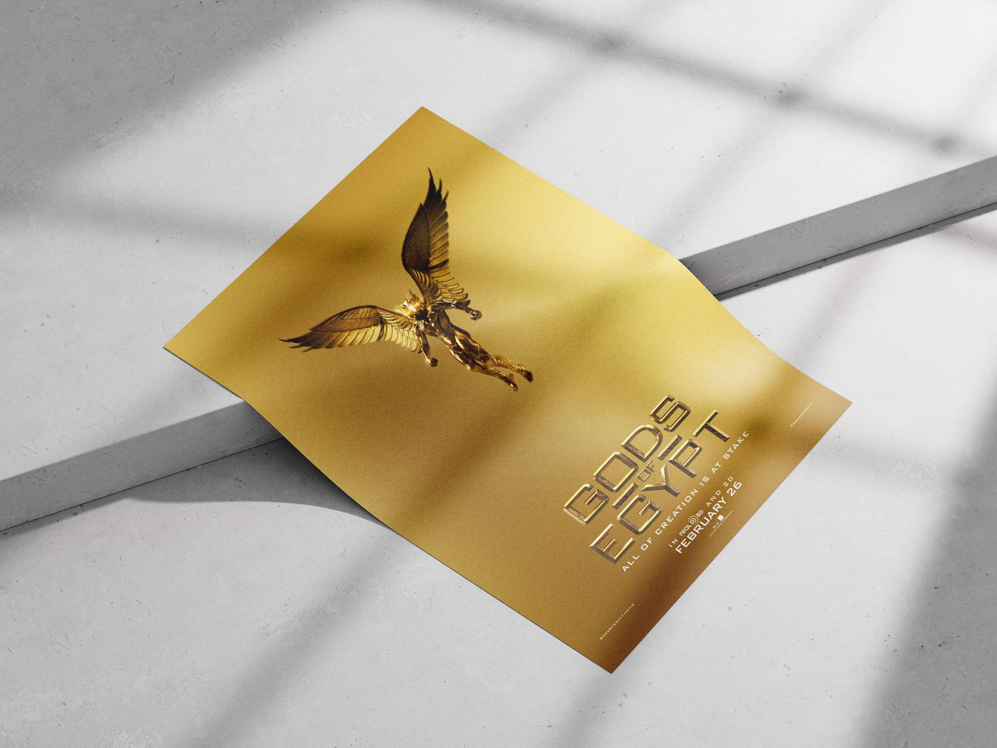 The golden-winged deity Horus from the "Gods of Egypt" movie franchise Main Subject: The golden-winged deity Horus from the