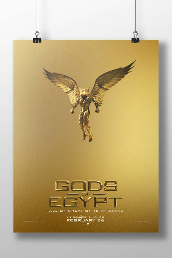 The golden-winged deity Horus from the "Gods of Egypt" movie franchise Main Subject: The golden-winged deity Horus from the