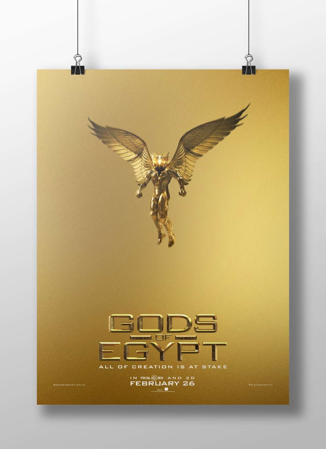 The golden-winged deity Horus from the "Gods of Egypt" movie franchise Main Subject: The golden-winged deity Horus from the