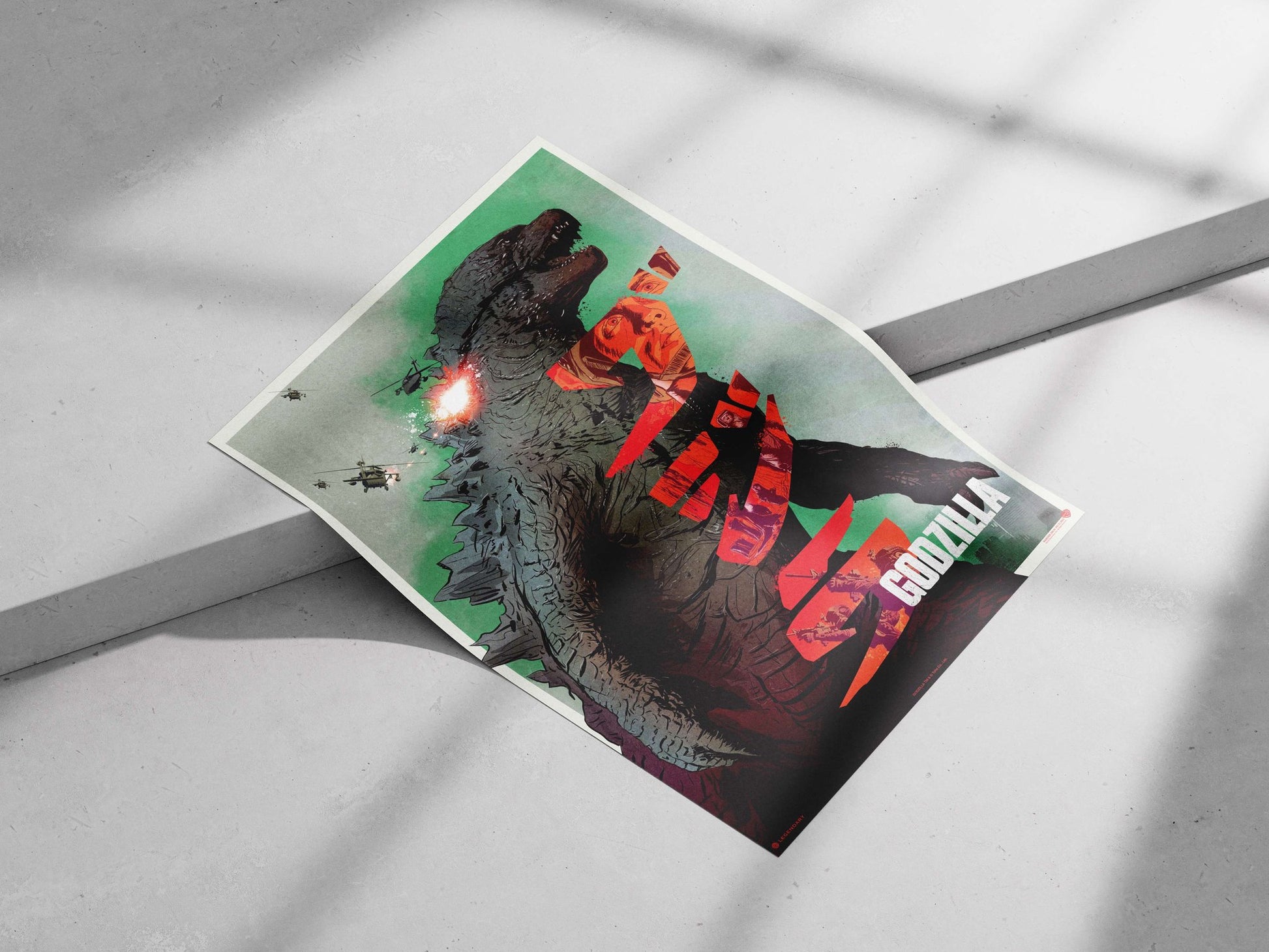Godzilla (the iconic kaiju from Toho's franchise, confirmed by OCR text "GODZILLA TM & © Toho Co., Ltd.") Main Subject: