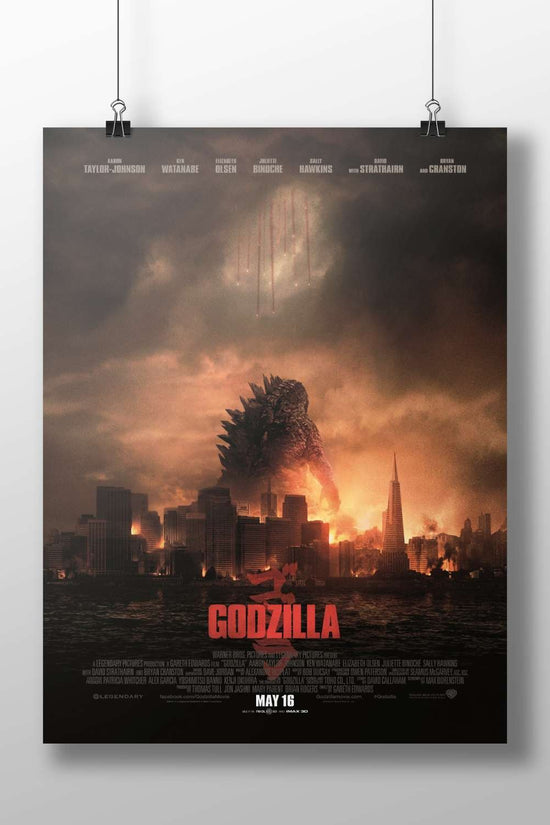 Godzilla, the iconic kaiju from the Godzilla franchise (specifically the 2014 film). Main Subject: Godzilla, the iconic