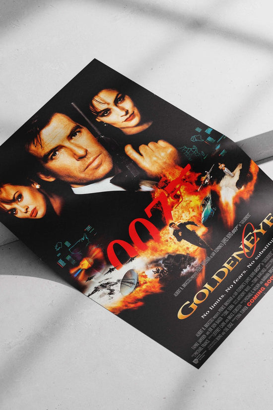 Pierce Brosnan as James Bond 007 in GoldenEye Main Subject: Pierce Brosnan as James Bond 007 in GoldenEye Matte poster print