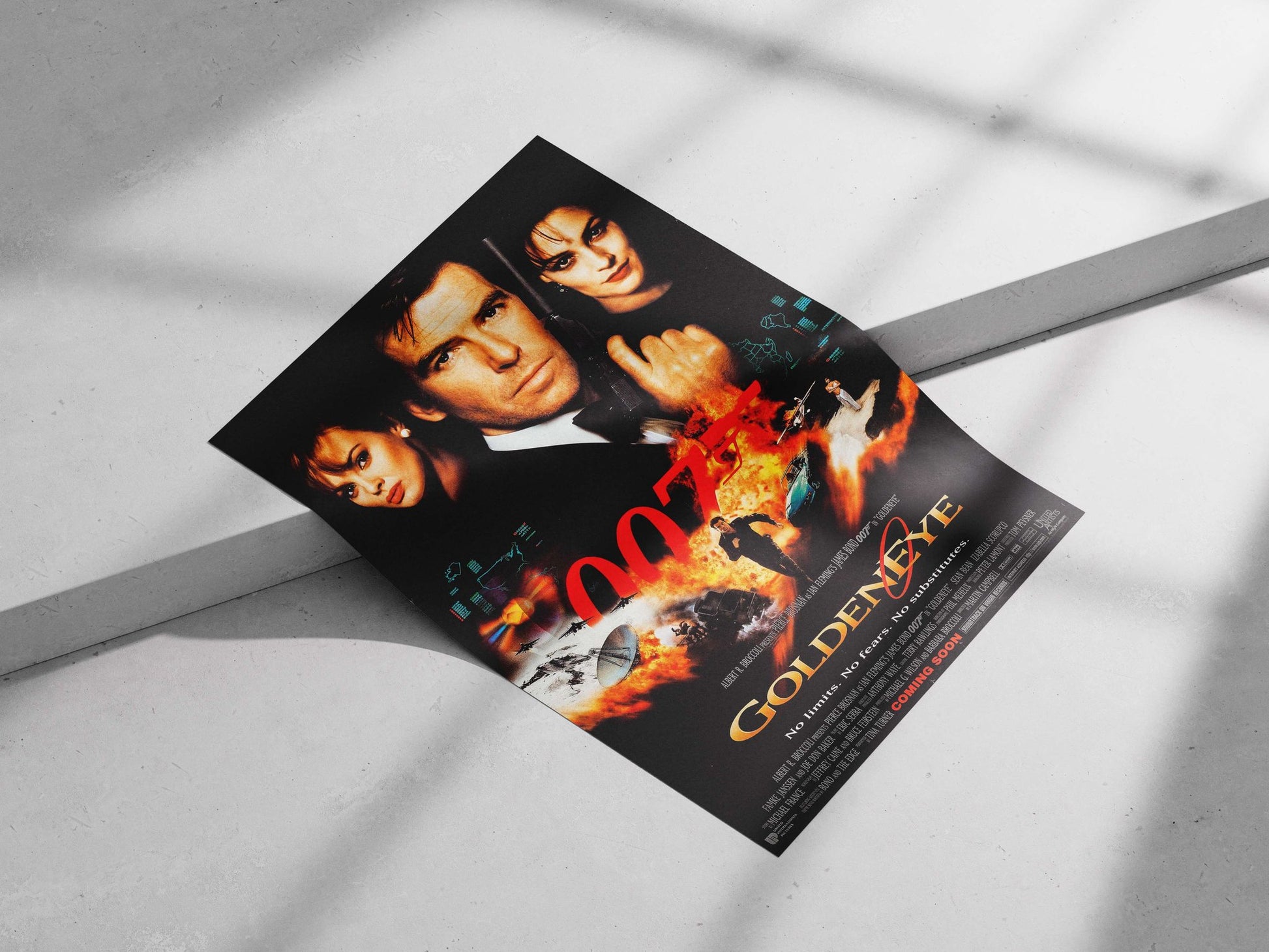 Pierce Brosnan as James Bond 007 in GoldenEye Main Subject: Pierce Brosnan as James Bond 007 in GoldenEye Matte poster print