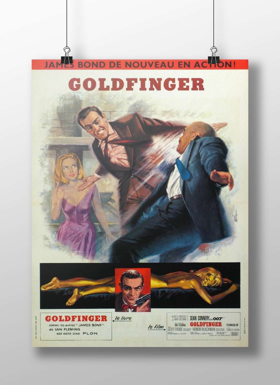 James Bond film "Goldfinger" (1964), part of the James Bond franchise by Ian Fleming, starring Sean Connery. Main Subject: