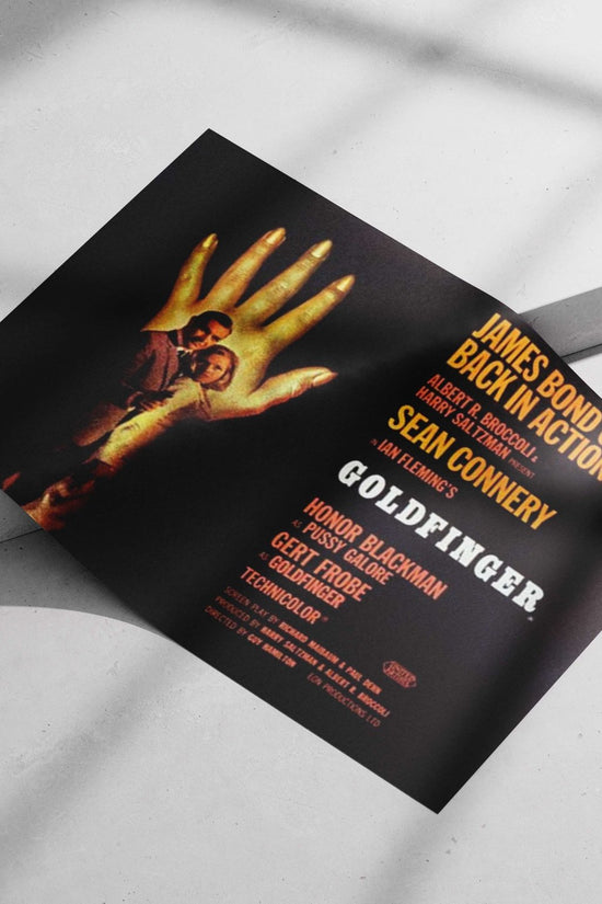 James Bond 007 film "Goldfinger" Main Subject: James Bond 007 film "Goldfinger" Matte poster print — Hollywood wall art