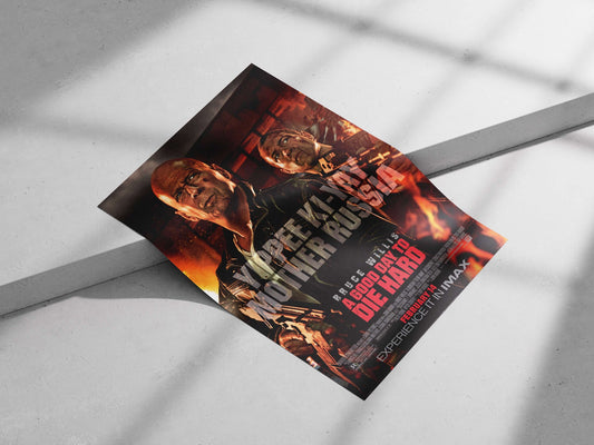 Bruce Willis and the Die Hard franchise Main Subject: Bruce Willis and the Die Hard franchise Matte poster print — Hollywood