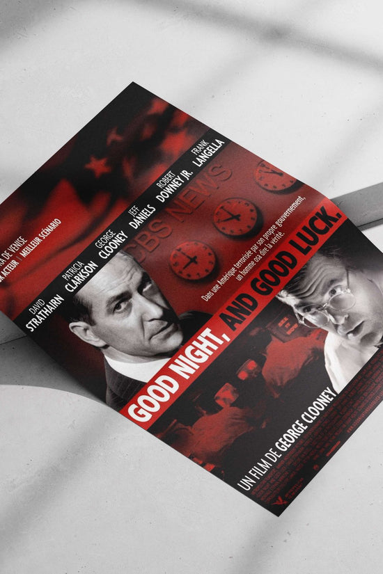 Good Night, and Good Luck (film) with David Strathairn, George Clooney, Jeff Daniels, Robert Downey Jr., and Frank Langella