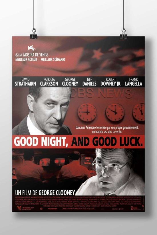 Good Night, and Good Luck (film) with David Strathairn, George Clooney, Jeff Daniels, Robert Downey Jr., and Frank Langella