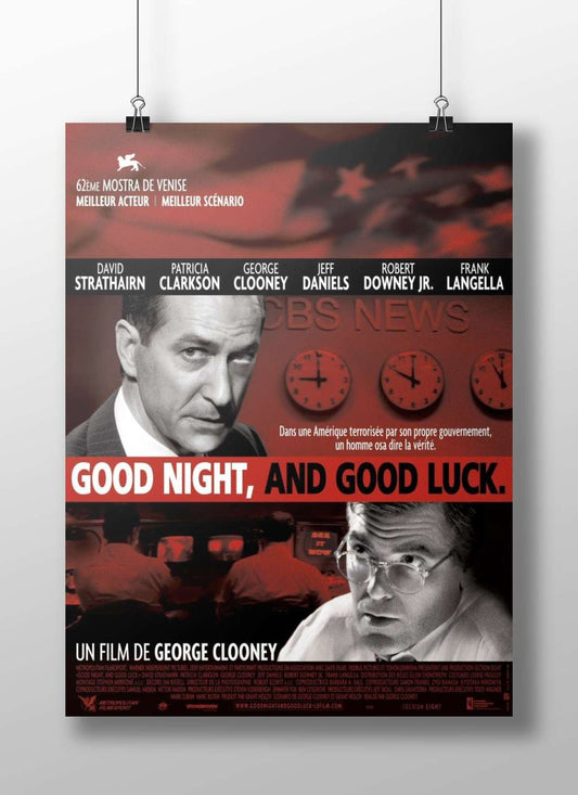 Good Night, and Good Luck (film) with David Strathairn, George Clooney, Jeff Daniels, Robert Downey Jr., and Frank Langella