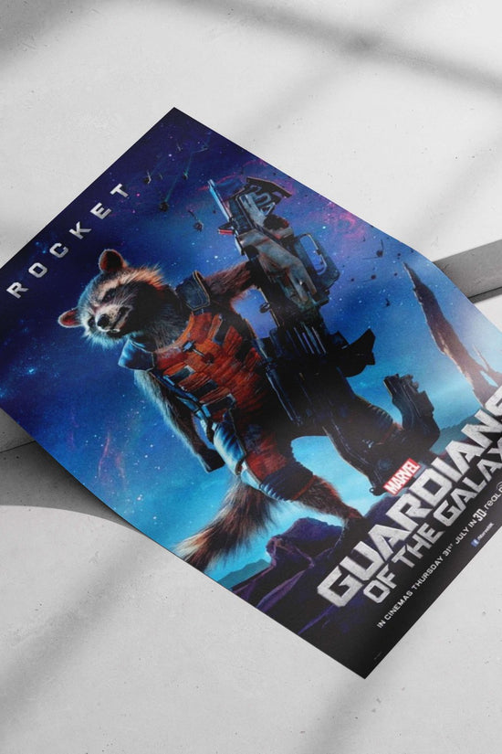 Rocket Raccoon, a character from Marvel's Guardians of the Galaxy franchise Main Subject: Rocket Raccoon, a character from