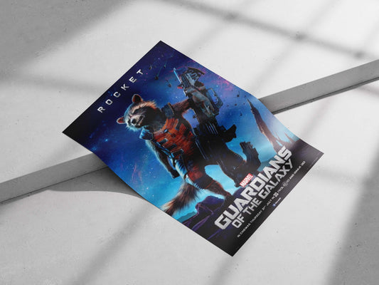 Rocket Raccoon, a character from Marvel's Guardians of the Galaxy franchise Main Subject: Rocket Raccoon, a character from