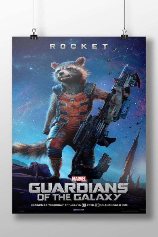 Rocket Raccoon, a character from Marvel's Guardians of the Galaxy franchise Main Subject: Rocket Raccoon, a character from