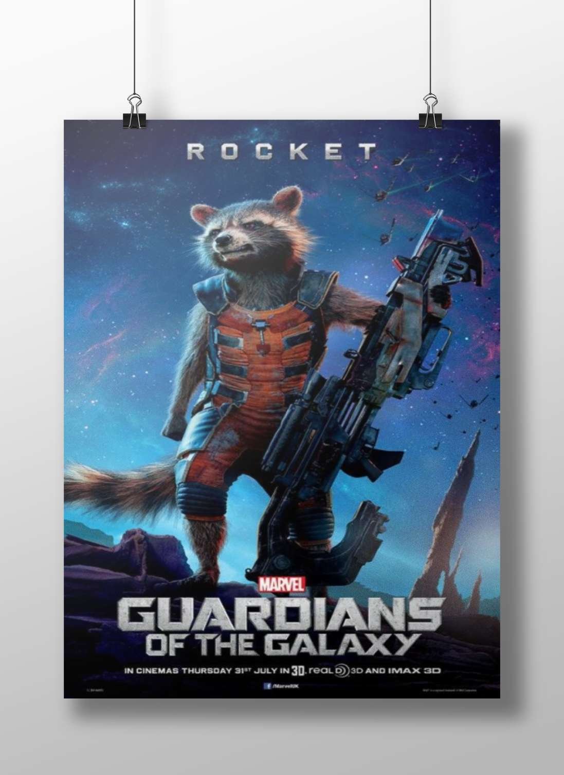 Rocket Raccoon, a character from Marvel's Guardians of the Galaxy franchise Main Subject: Rocket Raccoon, a character from