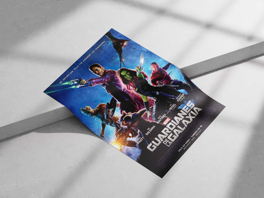 Marvel's "Guardians of the Galaxy" movie poster featuring Chris Pratt (Peter Quill), Zoe Saldana (Gamora), Dave Bautista