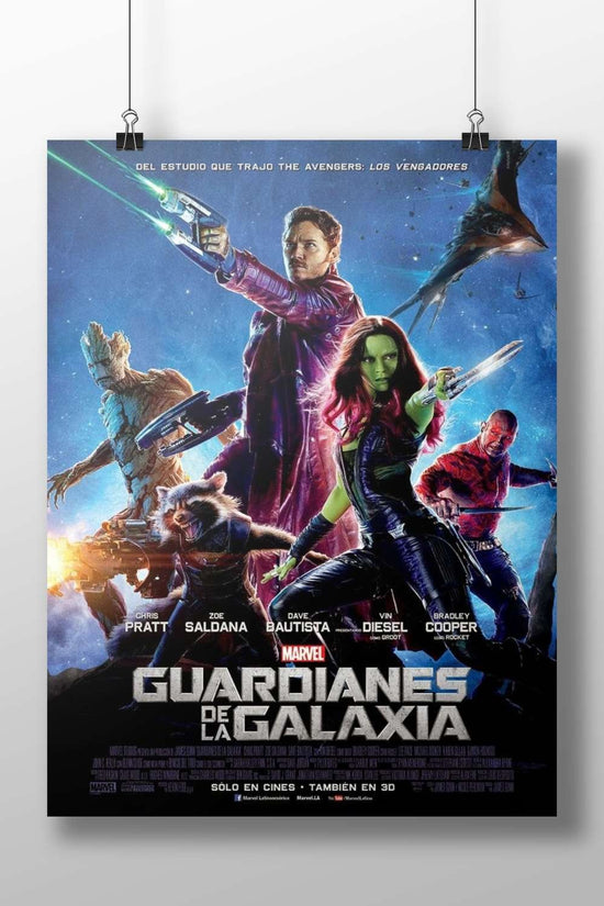 Marvel's "Guardians of the Galaxy" movie poster featuring Chris Pratt (Peter Quill), Zoe Saldana (Gamora), Dave Bautista