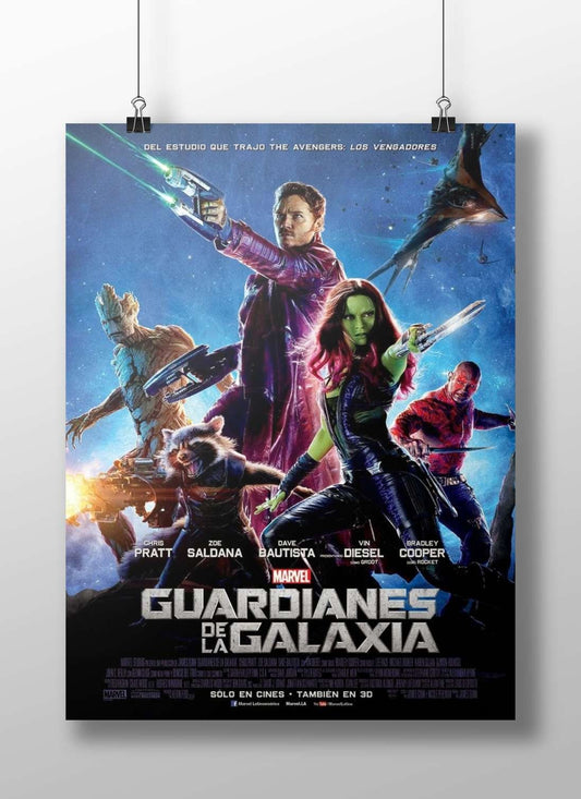 Marvel's "Guardians of the Galaxy" movie poster featuring Chris Pratt (Peter Quill), Zoe Saldana (Gamora), Dave Bautista