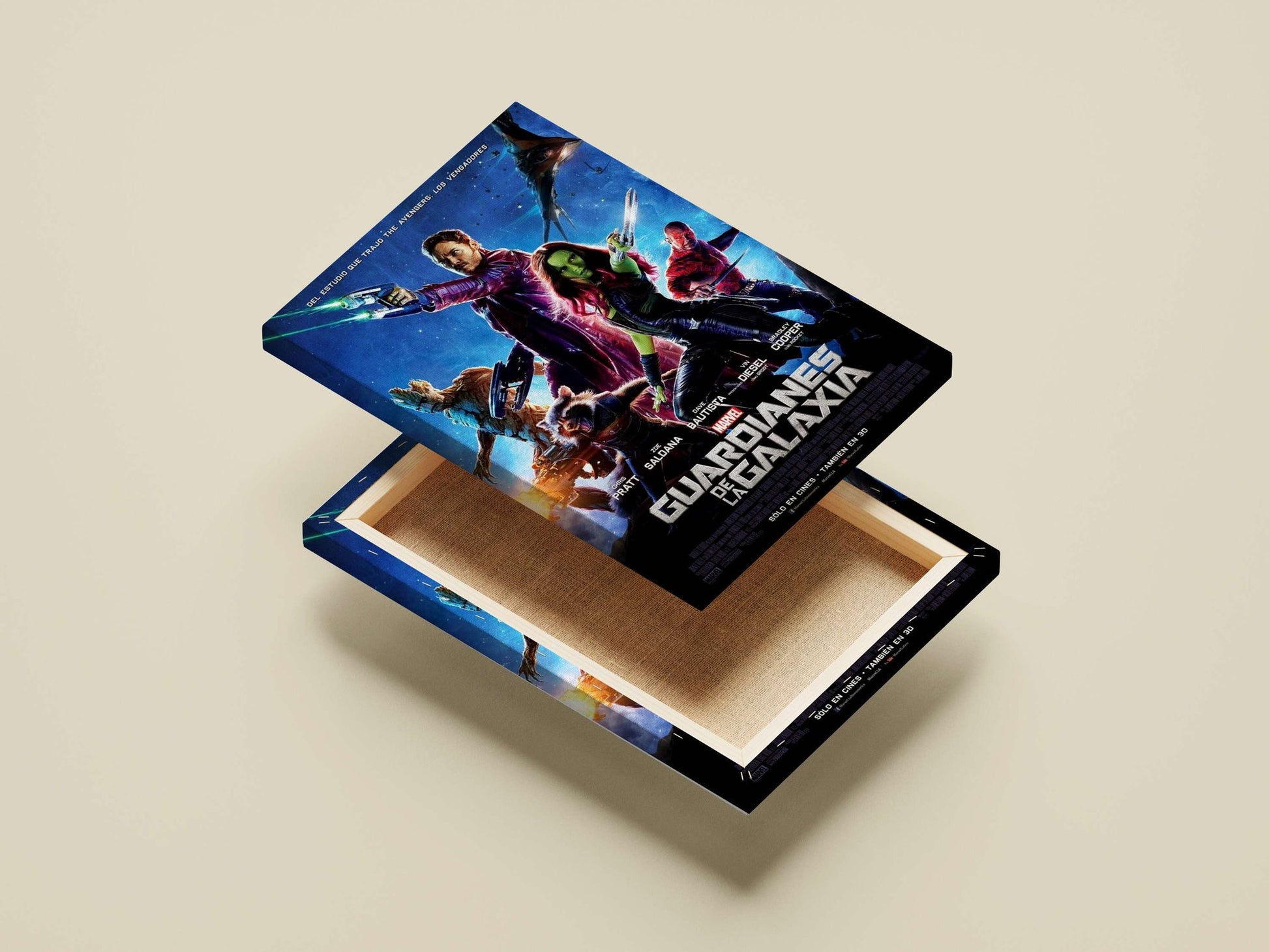 Marvel's "Guardians of the Galaxy" movie poster featuring Chris Pratt (Peter Quill), Zoe Saldana (Gamora), Dave Bautista