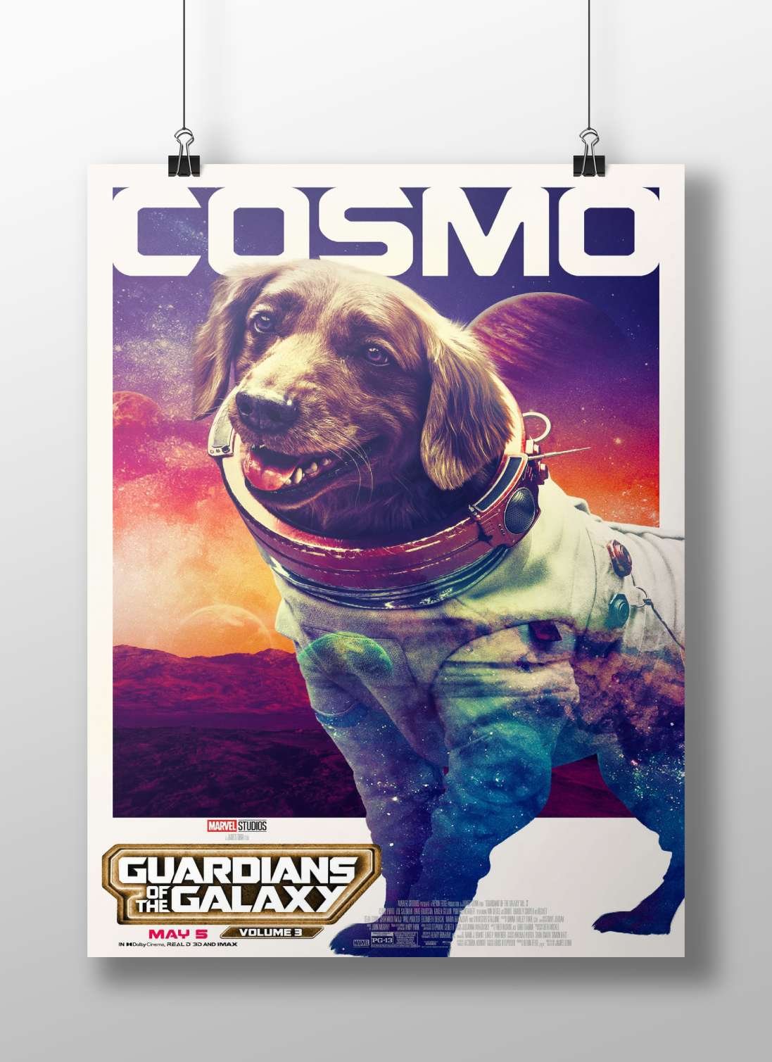 Cosmo (the dog character from Guardians of the Galaxy Vol. 3) Main Subject: Cosmo (the dog character from Guardians of the