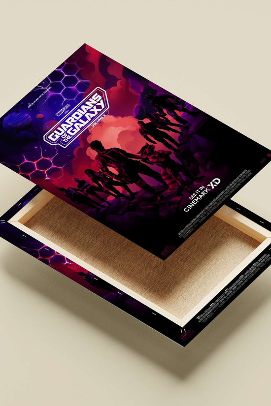 Marvel Studios' Guardians of the Galaxy Volume 3 featuring Peter Quill, Gamora, Rocket Raccoon, Drax, Nebula, and Mantis.