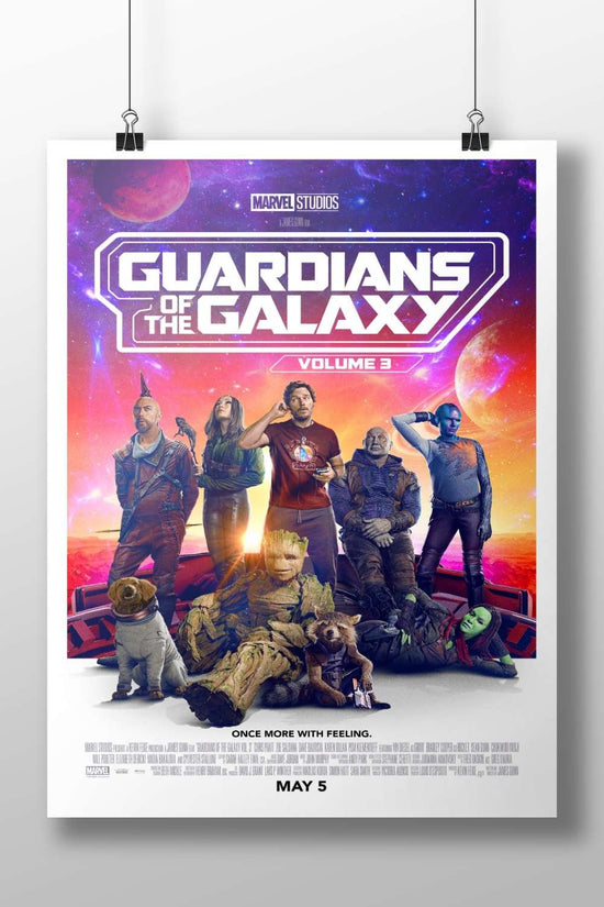 The characters from Marvel Studios' Guardians of the Galaxy Vol. 3, including Peter Quill (Star-Lord), Gamora, Rocket