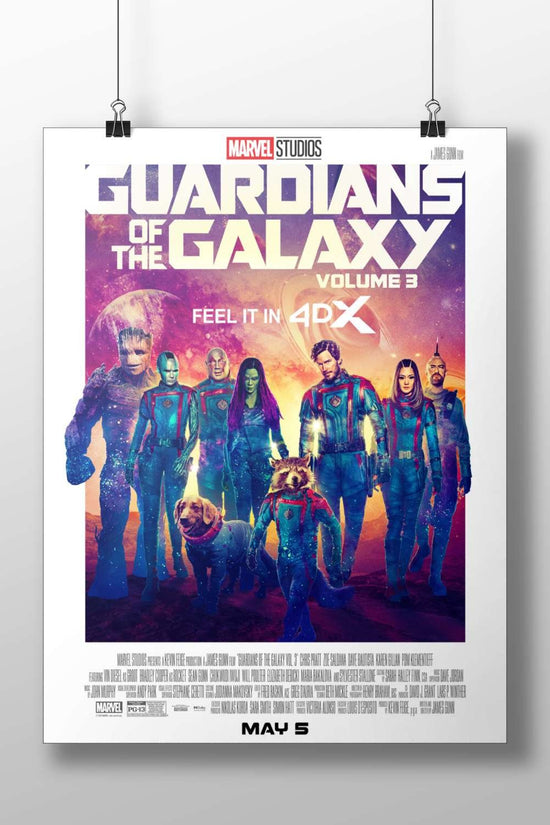 Guardians of the Galaxy Volume 3 team (Chris Pratt, Zoe Saldaña, Dave Bautista, Vin Diesel, Bradley Cooper, Karen Gillan,
